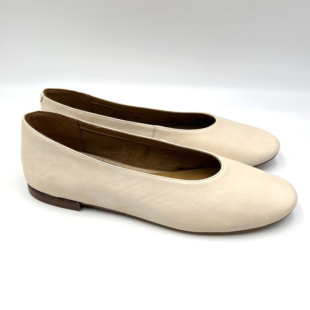 Aerosoles‎ Womens 9.5 Cream Nude Beige Leather Front Runner Ballet Flats Shoes